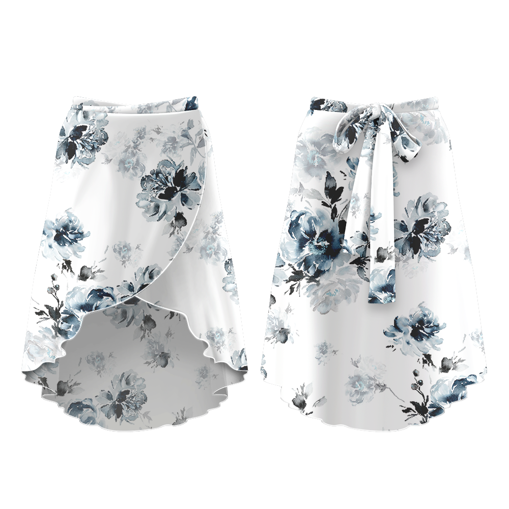 VELVET CHIFFON WRAP SKIRT MONET BLUE
