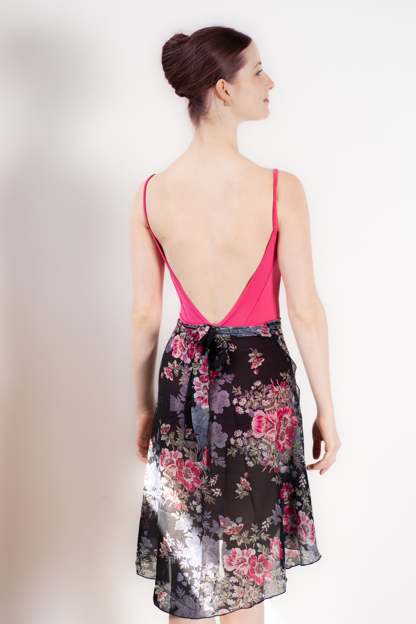 VELVET CHIFFON WRAP SKIRT NOIR ROSE - DANSE DE PARIS