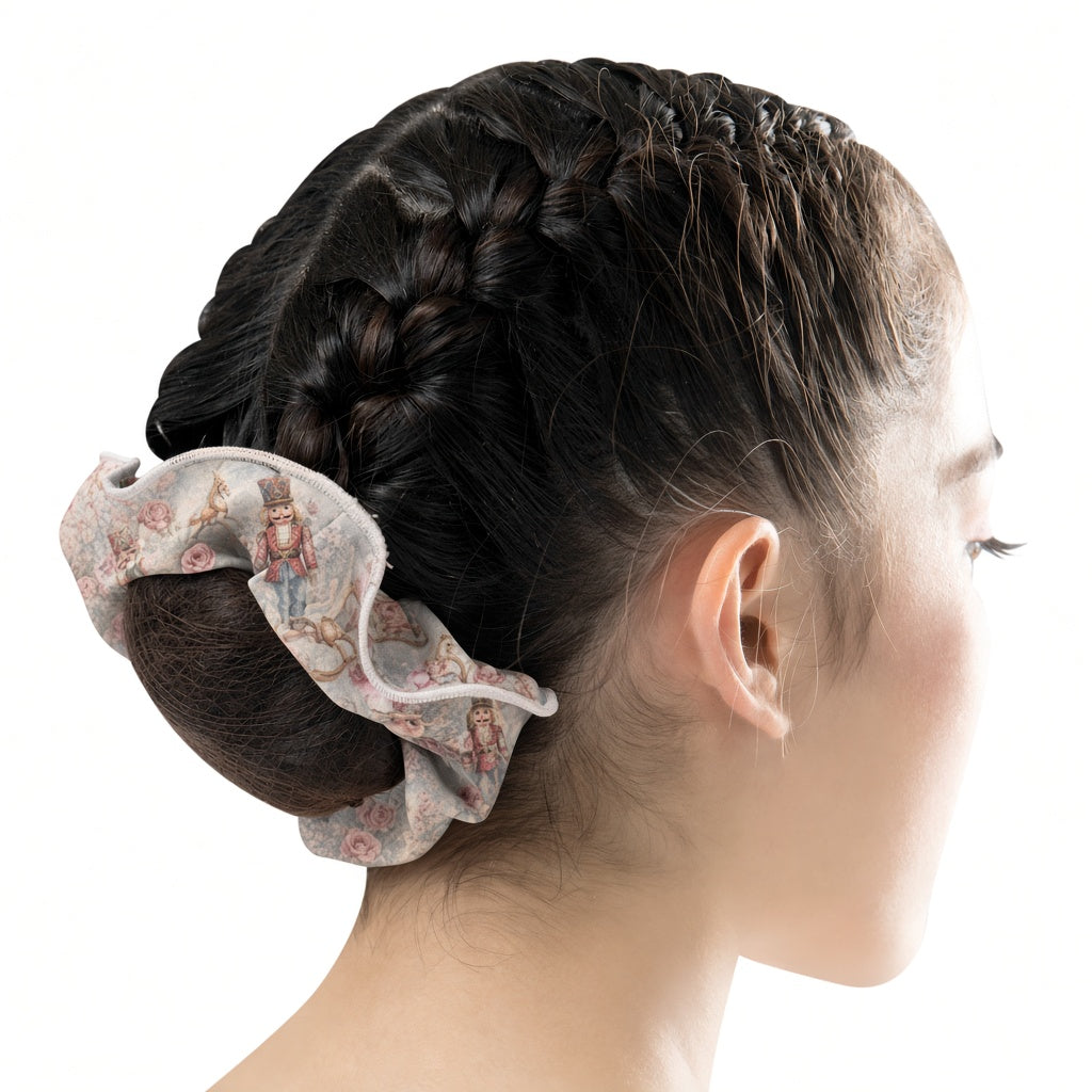 Mesh Scrunchie Nutcracker 26 worn in a ballet bun